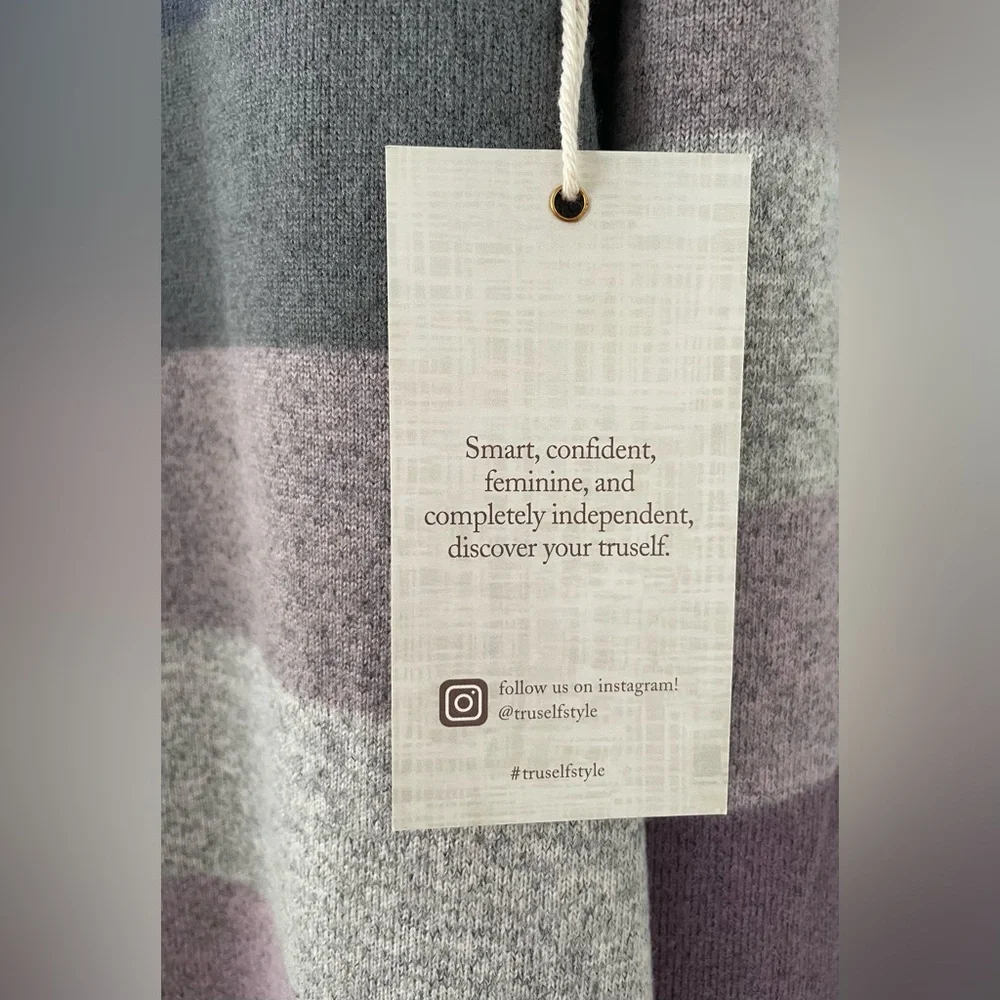 Cozy Striped Hooded Cardigan - Purple, Blue, Gray - Picture 7 of 7